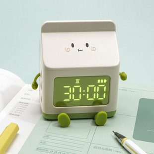 牛奶盒小闹钟学生专用女孩儿童桌面电子时钟智能2023新款起床神器
