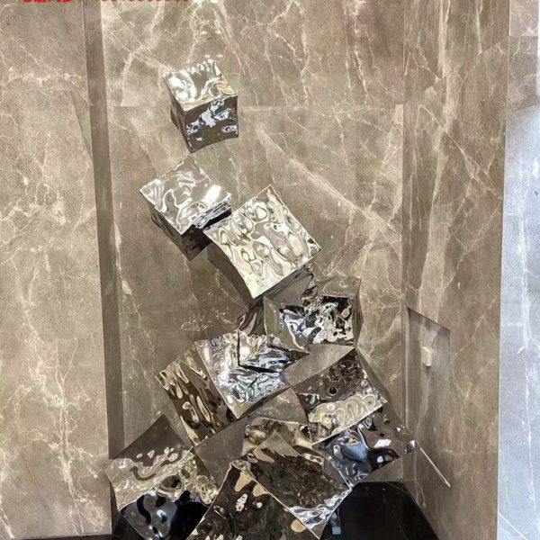 不锈钢方块雕塑水波纹凹凸金属摆件酒店大堂售楼处软装艺术装置品,家居饰品,落地摆件,淘宝优惠券,粉丝福利购,淘宝优惠卷