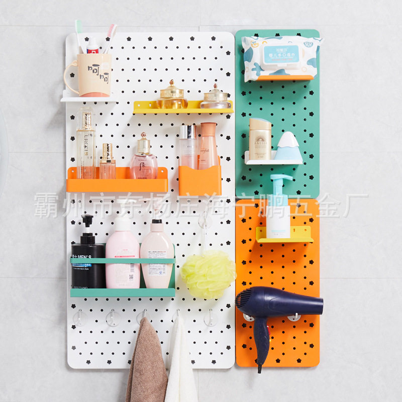 洞洞板免打孔置物架收纳客厅厨房卧室隔板墙壁壁挂墙上置物架