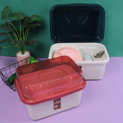 双层镂空沥水碗架家用带盖塑料碗柜厨房碗筷收纳柜沥水架厂家批发