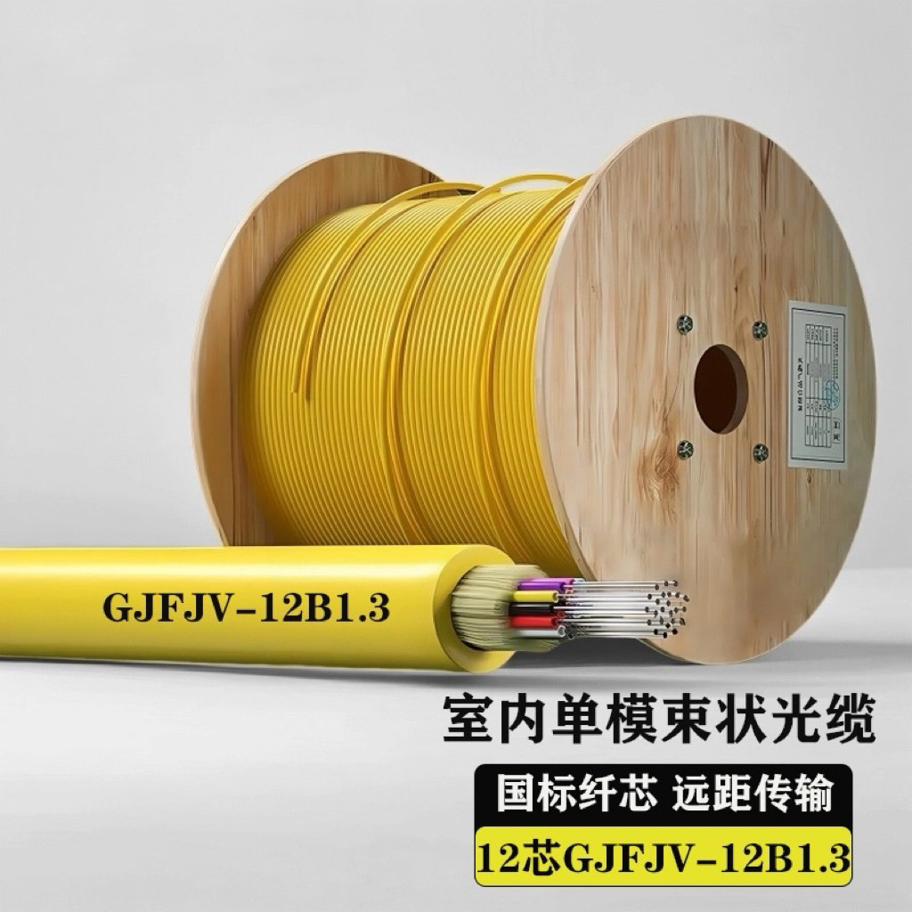 电信级室内单模光纤线束状软光缆线GJFJH阻燃低烟无卤外皮四4芯6芯8芯12芯24芯48芯9/125国标入户光纤线光缆