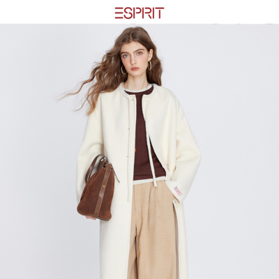 ESPRIT简约风白色毛呢大衣