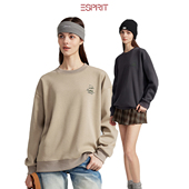 ESPRIT 埃斯普利特复古运动字母印花长袖 卫衣女宽松套头圆领上衣