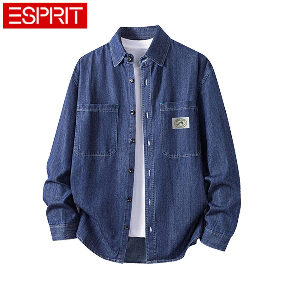 ESPRIT/埃斯普利特ESPRIT牛仔衬衫男长袖休闲工装风潮流外套衬衣