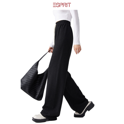 黑色高腰垂感显瘦阔腿裤