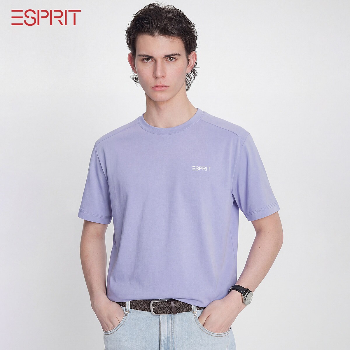 ESPRIT/埃斯普利特男士短袖T恤圆领休闲透气夏季半袖上衣
