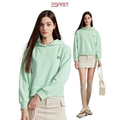埃斯普利特连帽卫衣女宽松浅绿