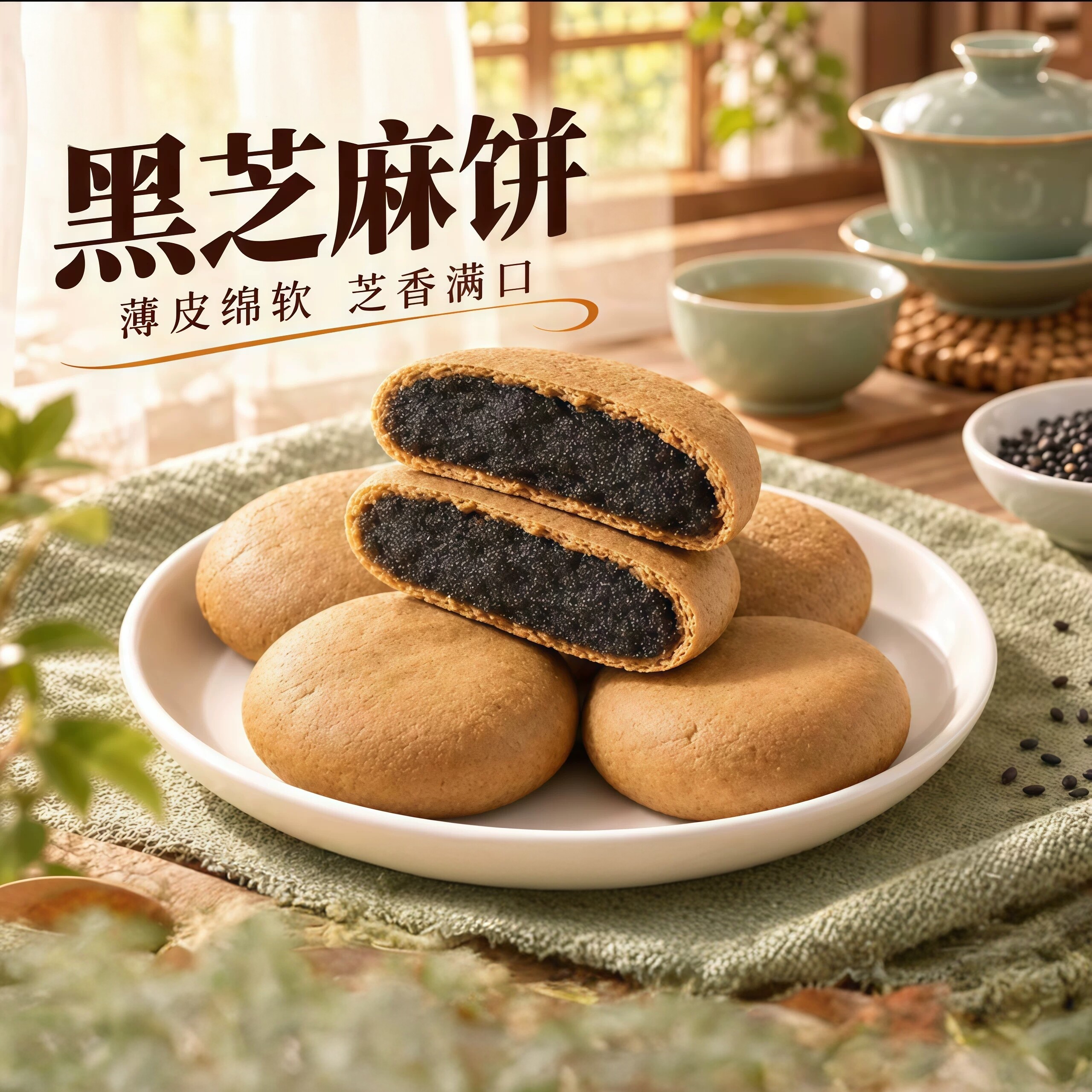 荞麦黑芝麻酥饼传统手工糕点网红休闲食品早餐代餐饱腹小零食整箱