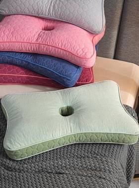 6D枕ASFP头中间凹陷有洞空心不压耳朵压护耳枕适J防合侧睡的枕头