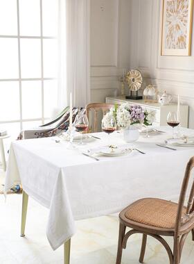 eTThrurmzke茶lund式欧布白色长方形纯色家用轻奢感餐桌布法式桌