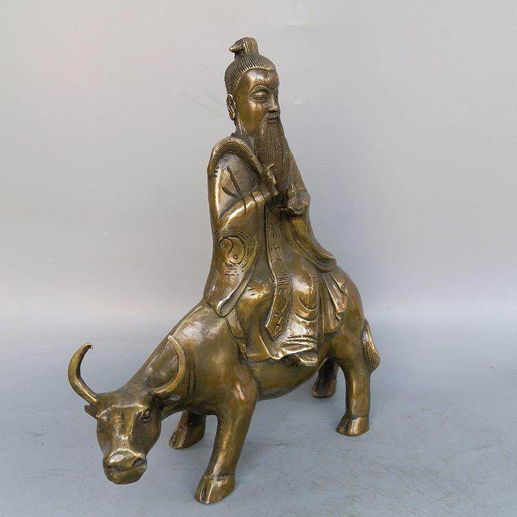 厂家直供古物铜器太老君摆人雕塑铜老君上骑牛YQE雕像老子出关件