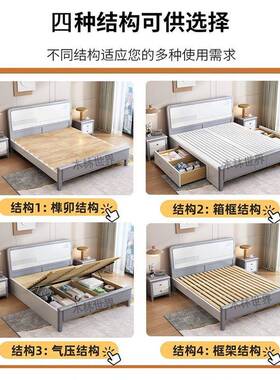 美式奢实木1床现代简AYY约白色.床8米双人公主床单人1.2储物小户