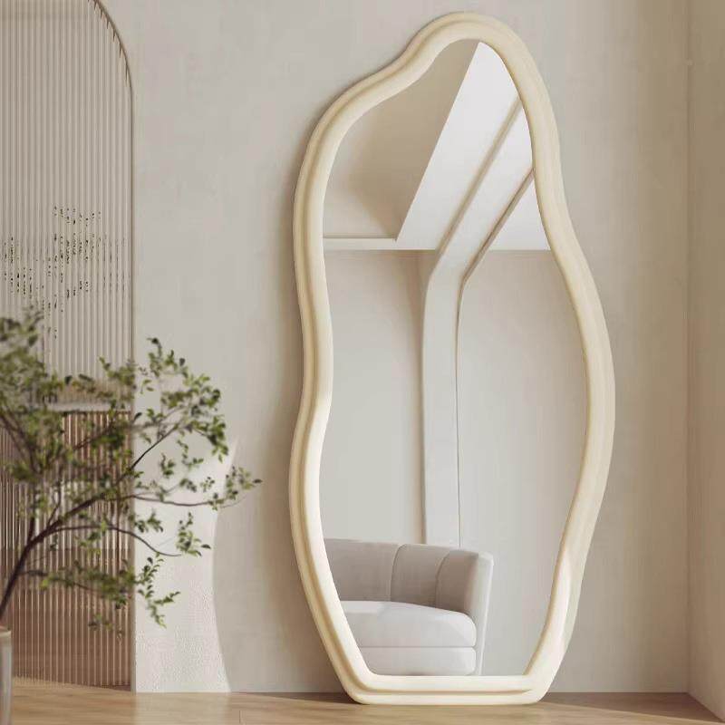 奶油风软包形镜全身镜子落衣地镜家用高清穿衣异镜室女生卧试ADF