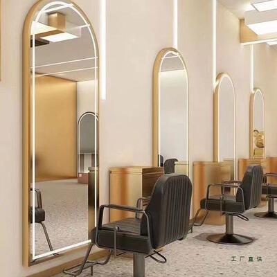 高档理店镜台发发廊专用挂潮红墙款网镜子带灯LE985D单面美发店镜