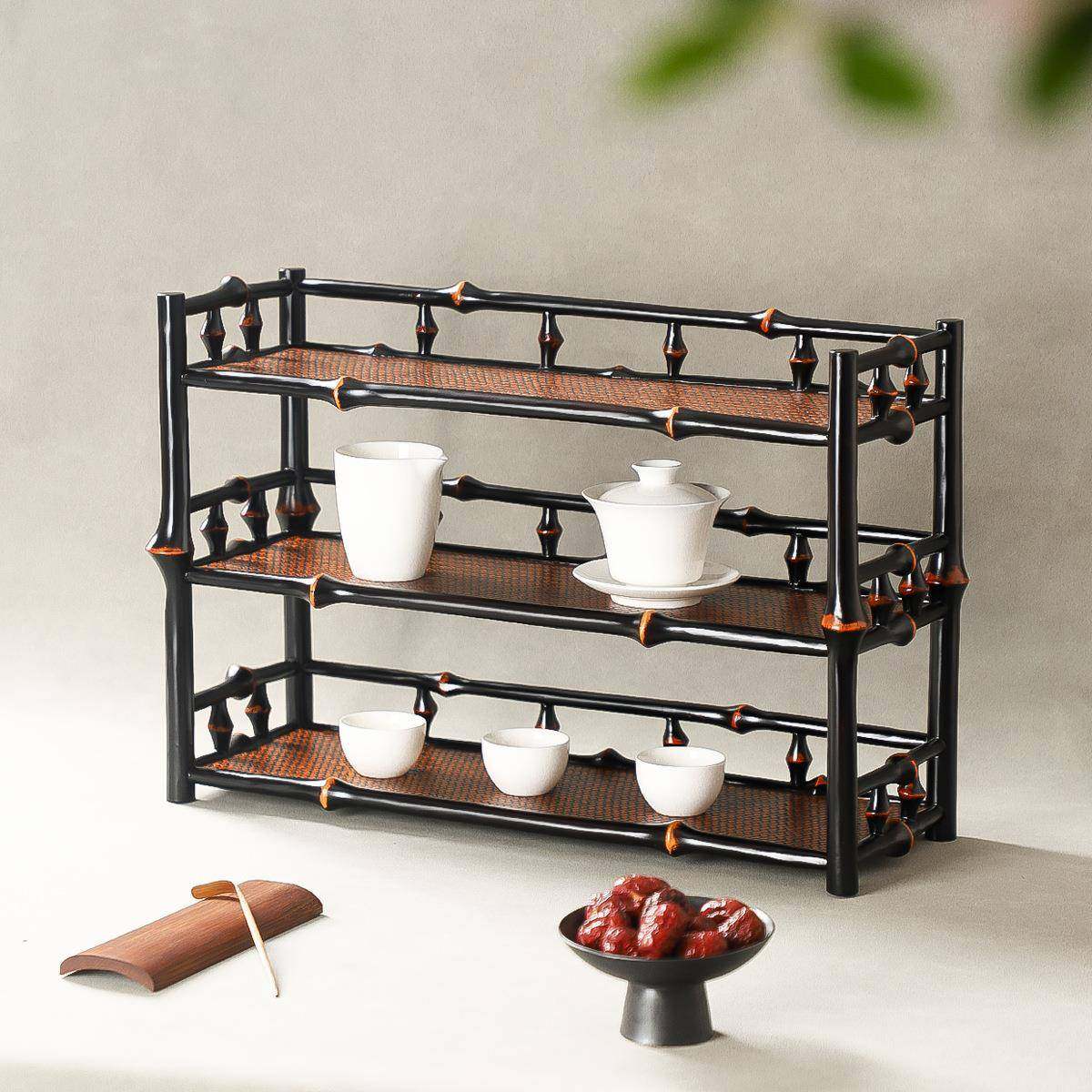 竹制复古茶具置物架博古架收纳架98461子竹摆件席竹面茶手盘摆盘,餐饮具,茶具架,淘宝优惠券,粉丝福利购,淘宝优惠卷