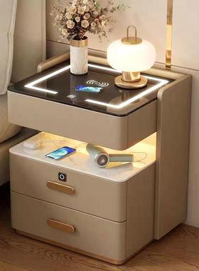 智能床头柜简20安2能5新款约现代实木免装75151卧室家用多功岩板