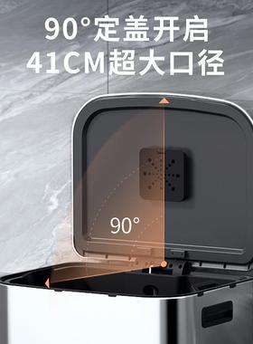 新不锈钢圾桶大容室量商用家用厨房脚垃踏式带KB8盖酒店办公品超6