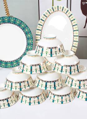 厂DIJ碗价直供陶瓷餐高档西式46头瓷碟盘套具装家用酒店骨摆台