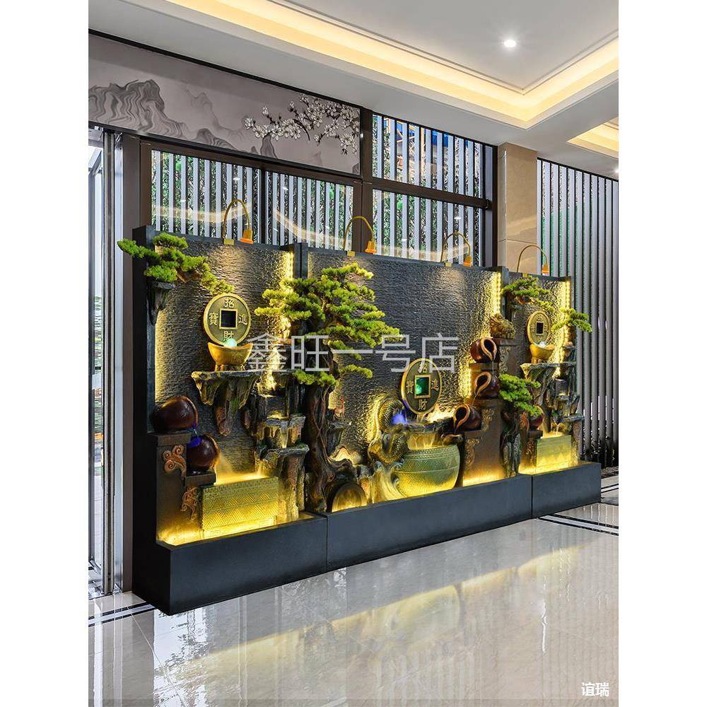 大厅入户造景落屏地大摆件式山28水水幕水墙中假山流喷泉风庭院装
