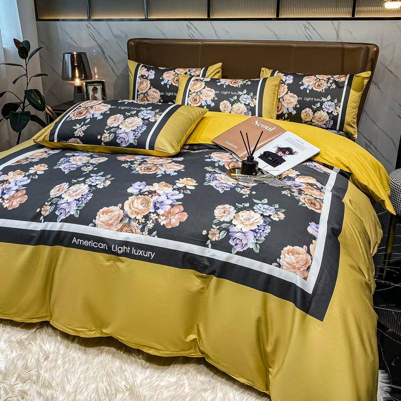 纯0棉四米件套10全棉床上单用品床被套1.8双人DKY被罩床上4件套