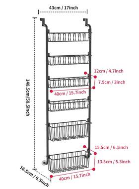 门后收纳置架打孔卧室房间门上多RWN层收纳免篮宿舍背物式门挂架