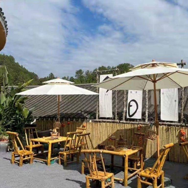 民宿院子专用1户外桌中庭院式竹桌椅椅纯手工竹桌竹子茶桌碳化餐