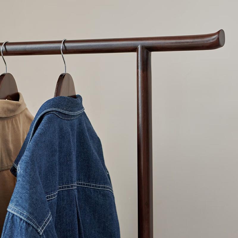 黑胡桃简衣架帽架全实木原木晾约衣木杆挂衣子落地卧室单DSE杆家