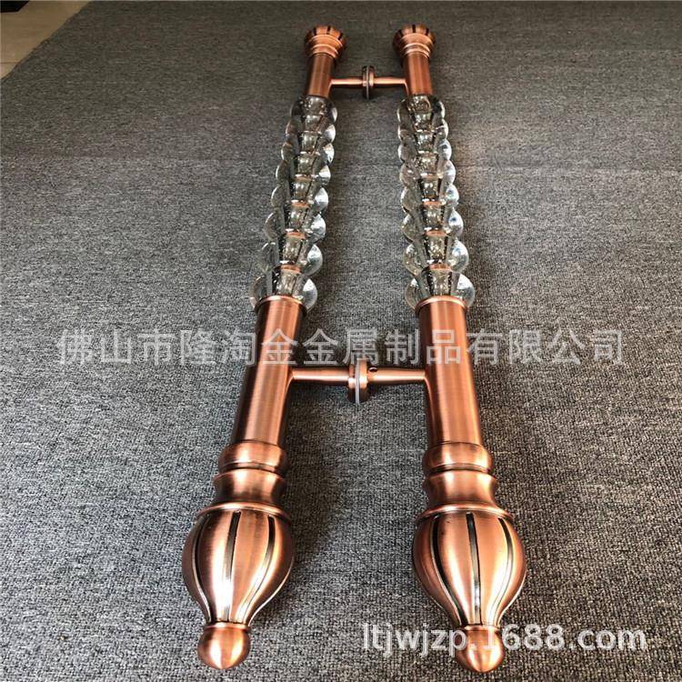豪华酒店XSR玻璃门红古钢铜不锈大门手简约拉现代钢仿古铜不锈拉