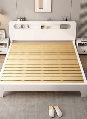 实木板床单人储床双人床卧床大床物白色出租主屋床卧室床简ICA易