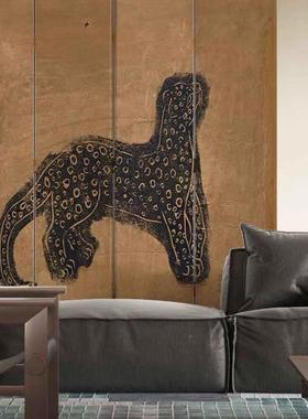 法遮式复古屏风隔断厅可折叠移动卧挡室IAO双面图案屏风直播客背