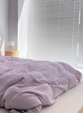风简约紫色洗棉床四件套素被三套上用VPL品宿舍水件套