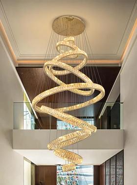 吊复楼式大别灯轻奢水晶墅自建房客厅56345灯挑空楼梯间loft公寓