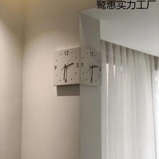 转角音双GZ66008面挂钟客厅表创意简约现代两面拐角时钟打孔静免
