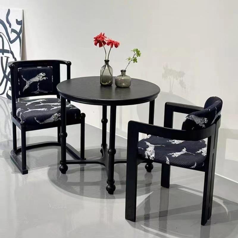 轻中古餐桌GUS奢椅子设计师款实餐椅法式餐桌椅子木家用复古靠背