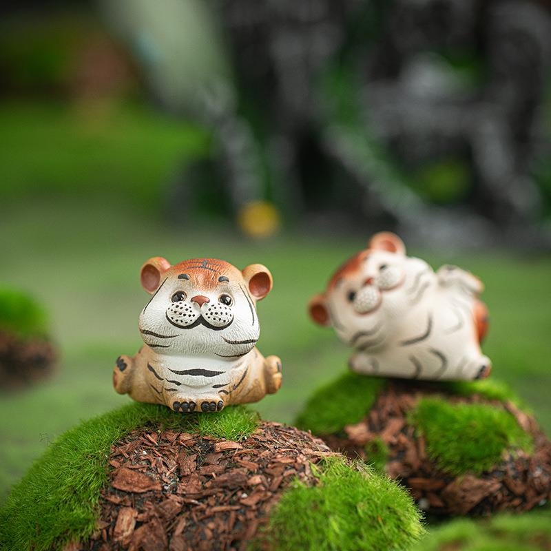 紫399砂小虎茶宠摆件精品可养茶玩财可爱肖萌虎招茶老桌茶盘装生