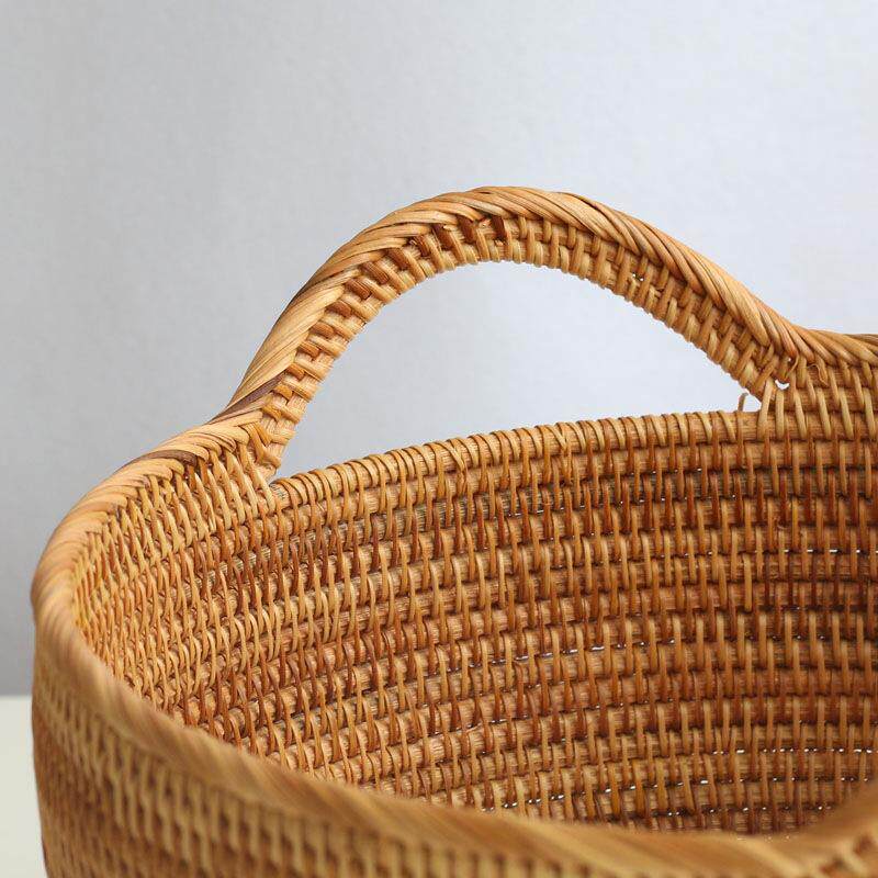 越南秋藤收筐藤编筐脏纳衣提纳篓居家收小号创GHM意篮子带手