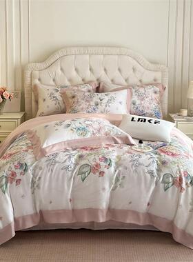 2SFN02单5新品天丝大提花数码印花套拼件角宽边四件三套床床笠款