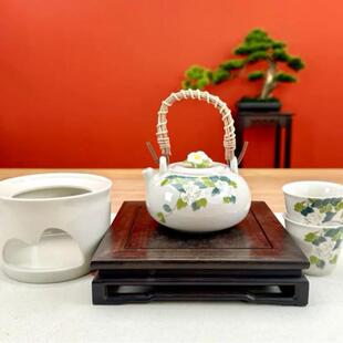草木灰壶山茶BSH绣球花瓷小茶壶执球孔过陶滤泡手茶壶提梁加壶底