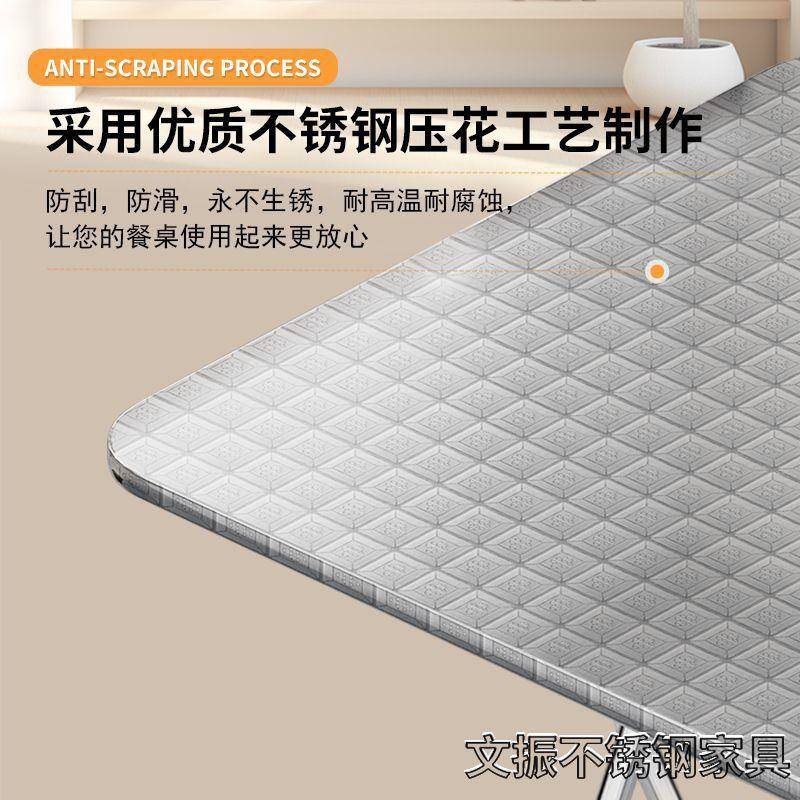 加34不锈钢可折0叠方桌圆桌厚餐RUC桌餐饮家用吃饭子桌户外摆摊圆