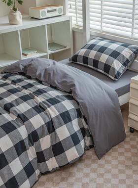 0252新款风色织水件洗棉A类生学宿舍三套上下铺单人VPJ床上用品