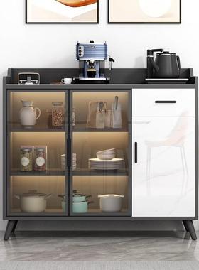 岩边板收餐柜现代碗柜厨房纳储物客厅吧台家用一体NIG玻柜璃门茶