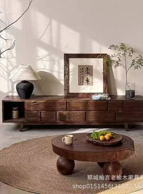 柜老靠榆16522木电视柜实客厅卧室墙多抽屉收纳储物柜民宿落地柜