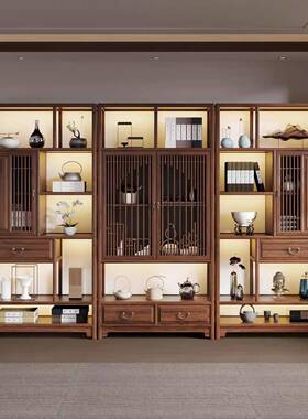 博古IWV架书实木中物式客厅展示架茶室置架子落地书柜新中式架柜