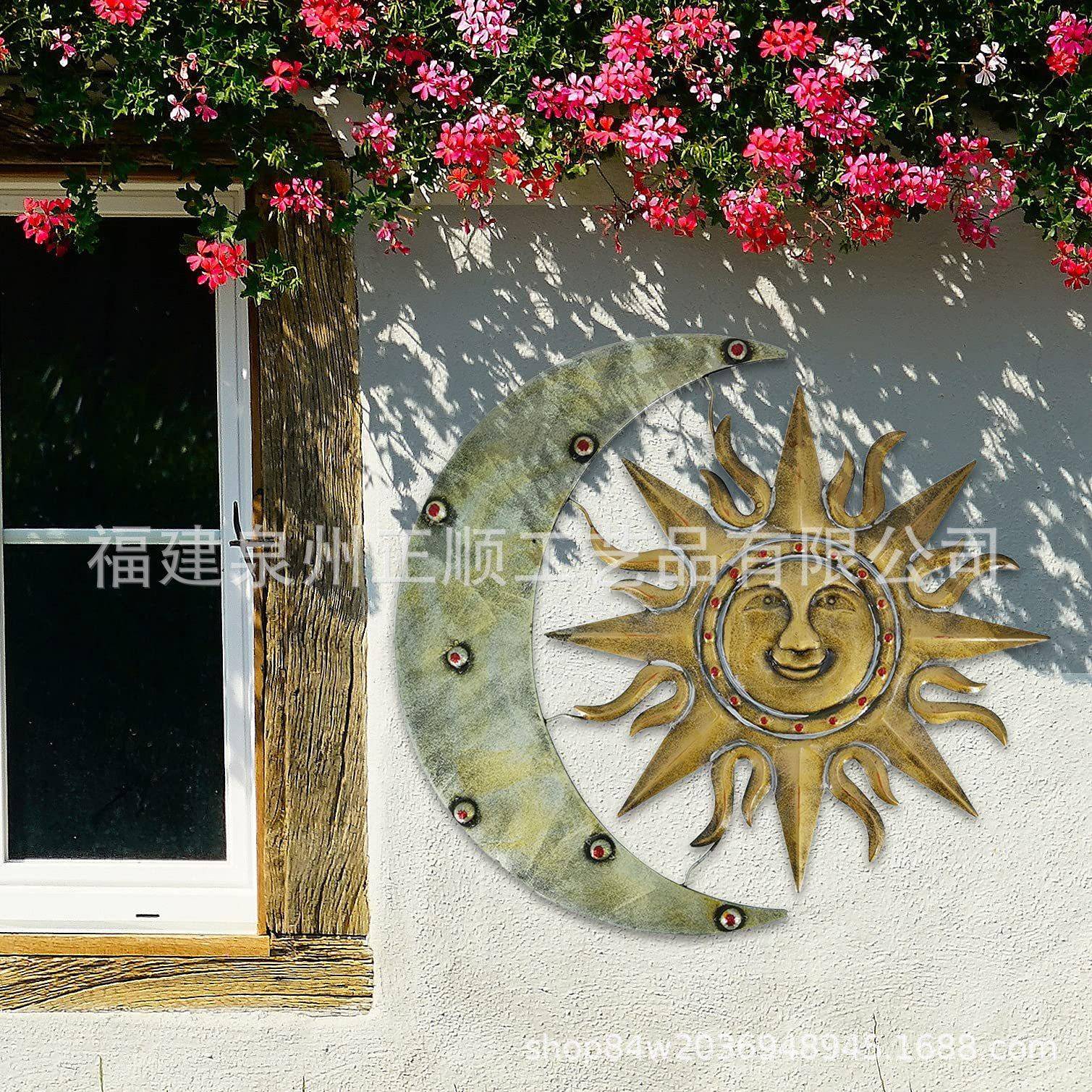 外铁艺太阳月亮农场内铁ZS289902艺天体艺术墙面装饰品太神壁挂阳