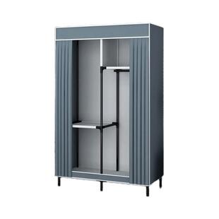 简易衣柜家用卧室全钢架单人宿舍组装布衣柜出租房收纳防尘小衣橱