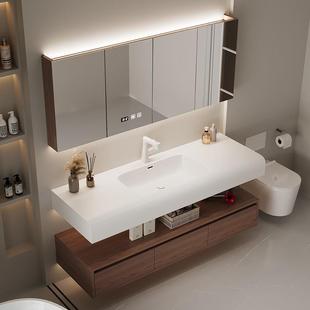 2024新款胡桃木浴室柜组合新中式可丽耐一体陶瓷洗手脸台盆卫生间