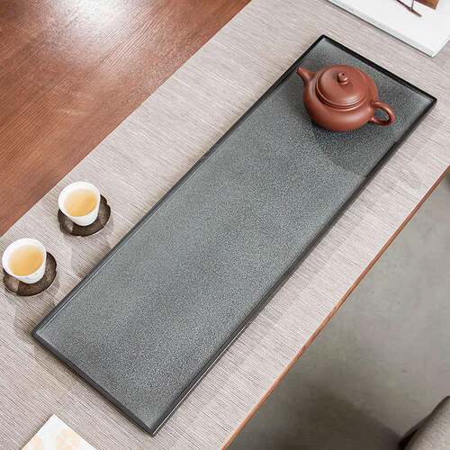 办公家用天然乌金石干泡台茶盘长方形日式现代轻奢简约托盘小茶台