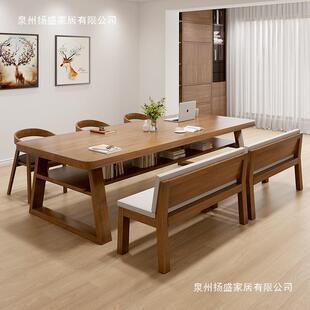 大长桌客厅家用实木桌子餐桌一体式学习书桌书画办公桌工作台桌