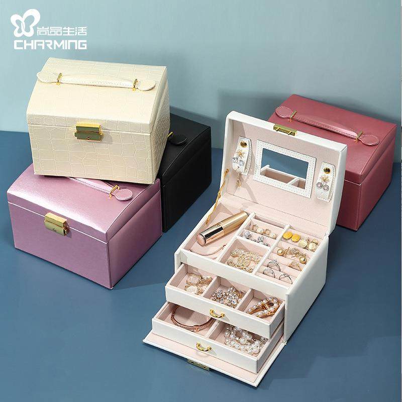 卡瑟格大容量时尚首饰收纳箱pu皮革饰品盒欧美皮质首饰收纳盒,纺织面料/辅料/配套,纺织机械配件,淘宝优惠券,粉丝福利购,淘宝优惠卷
