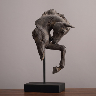 饰品树脂摆件客厅玄关书房摆设 仿古将军马头摆饰家居软装 美式 风格